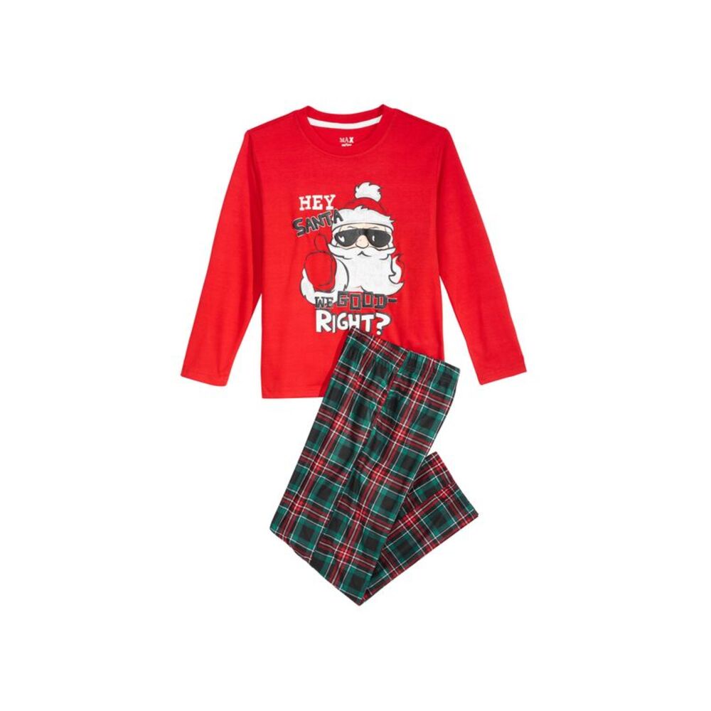 Max & Olivia Little & Big Boys 2-Pc. Hey Santa Pajamas Set Red Size